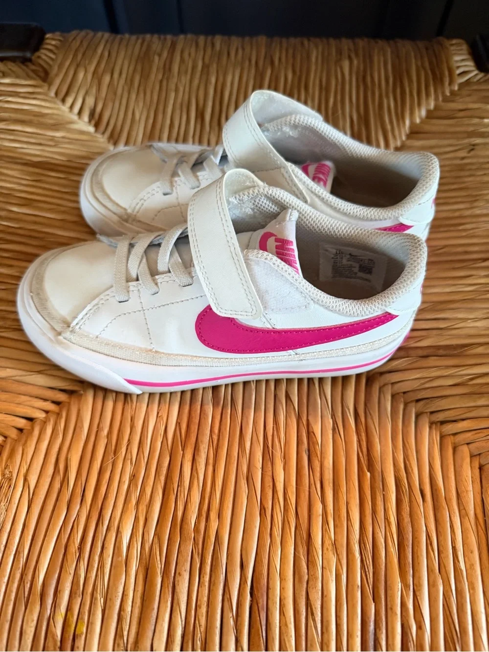 Nike Girls Court Hook & Loop Sneakers White & Pink